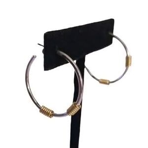 Vintage Napier Gold Silver open hoop earrings